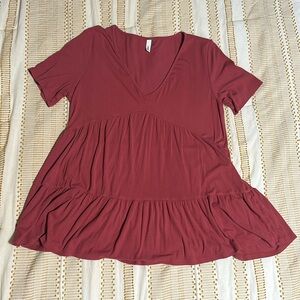 Glam Soft V-Neck Shirt, Pink, Women's Large
